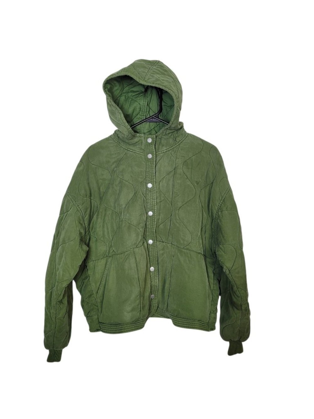 BlankNYC Hooded Quilted Jacket Snap Front Closure Side Slant Pockets Size MED - Picture 4 of 13